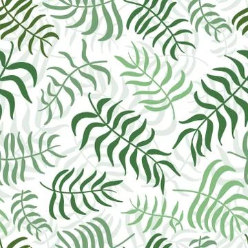 Vector seamless pattern with green leaves. Stock Illustration