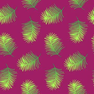 Vector seamless pattern with green leaves. Exotic palm tree, green color with gr Stock Illustration