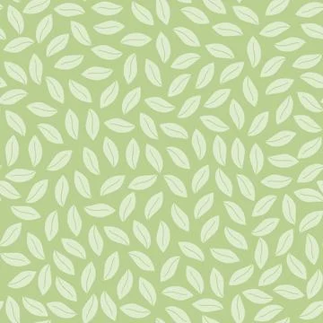 Vector seamless pattern with green leaves. Tea leaf minimalistic background.. Stock Illustration