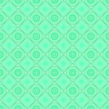 Vector seamless pattern. Green, light green rhombus, square, circle, textiles Illustrazione stock
