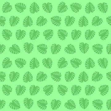 Vector seamless pattern of green monstera deliciosa leaves Stock Illustration