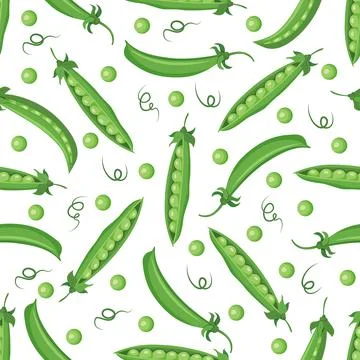 Vector seamless pattern with green pea pods 스톡 일러스트