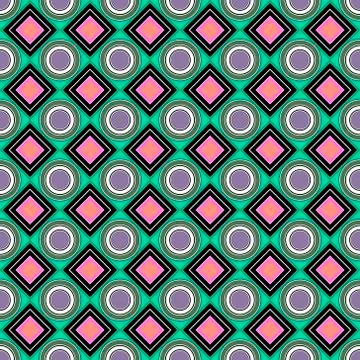 Vector seamless pattern. green, red rhombus, square, circle, textiles. Modern Illustrazione stock