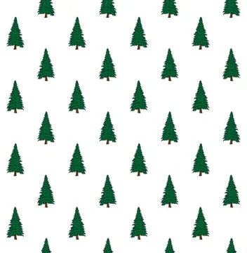 Vector seamless pattern of green sketch spruce Stock Illustration