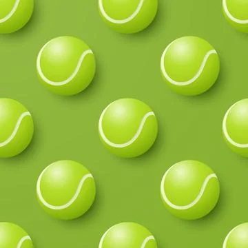 Vector Seamless Pattern with Green Tennis Balls on Green Background. Tennis Ball Illustrazione stock