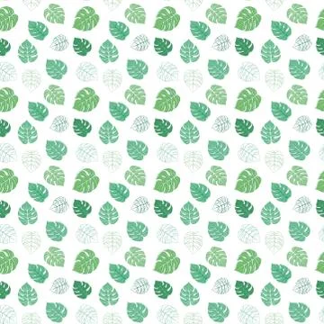 Vector seamless pattern with green tropical leaves Stock Illustration
