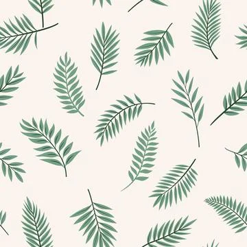 Vector Seamless Pattern with Green Tropical Palm Leaves. Tropical Exotic Foliage Stock Illustration