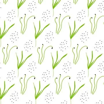 Vector seamless pattern with greenery. Stock Illustration