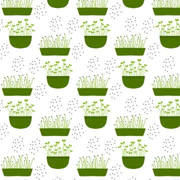 Vector seamless pattern with greenery. Stock Illustration