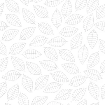 Vector seamless pattern with grey leaves silhouettes on a white background Stock Illustration