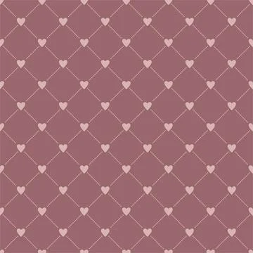 Vector seamless pattern. Grid of hearts. pink symbols on a dark background. Stock Illustration