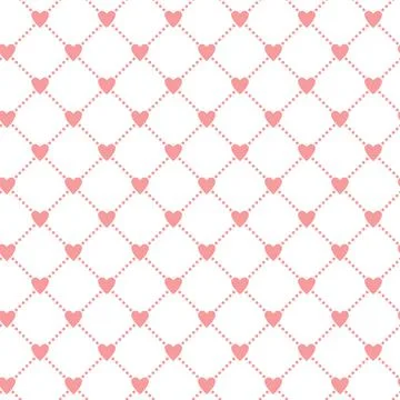 Vector seamless pattern. Grid of hearts. pink symbols on a white background. Stock Illustration