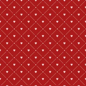 Vector seamless pattern. Grid of hearts. Pink symbols on a red background. イラスト素材