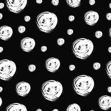 Vector seamless pattern with grunge circles. Hand drawn abstract shapes on bl Illustrazione stock