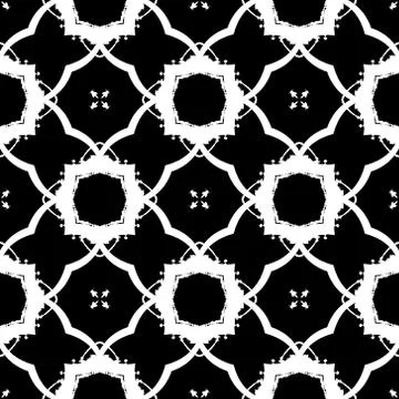 Vector seamless pattern. Grunge hand-drawn retro texture. Black and white. Stock Illustration