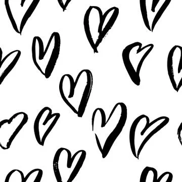 Vector seamless pattern with grunge hearts. Happy Valentines Day background Stock Illustration