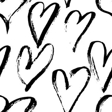 Vector seamless pattern with grunge hearts. Happy Valentines Day background Stock Illustration