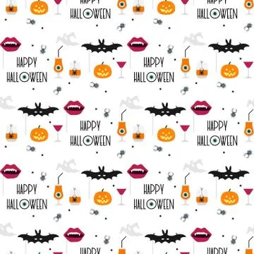Vector seamless pattern Halloween 2020 Party Illustrazione stock