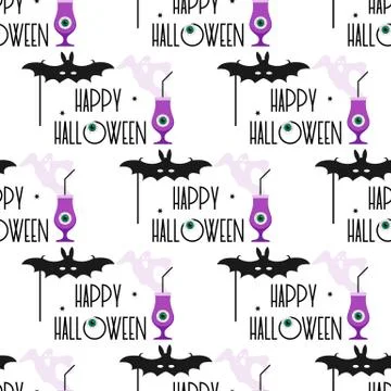 Vector seamless pattern Halloween 2020 Party イラスト素材
