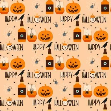 Vector seamless pattern Halloween 2020 Party Illustrazione stock