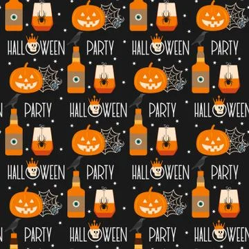 Vector seamless pattern Halloween 2020 Party Illustrazione stock
