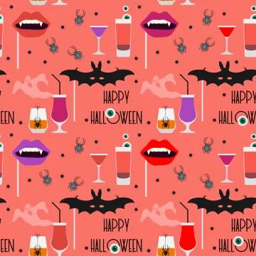 Vector seamless pattern Halloween 2020 Party Illustrazione stock