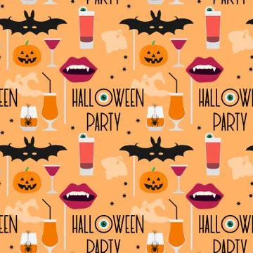 Vector seamless pattern Halloween 2020 Party Illustrazione stock