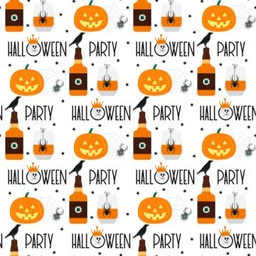 Vector seamless pattern Halloween 2020 Party Illustrazione stock