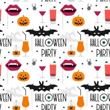 Vector seamless pattern Halloween 2020 Party Illustrazione stock