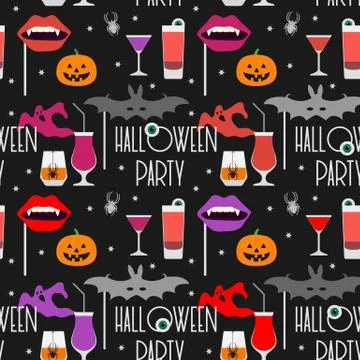 Vector seamless pattern Halloween 2020 Party Illustrazione stock