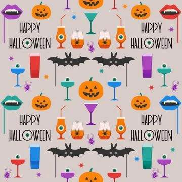 Vector seamless pattern Halloween 2020 Party Illustrazione stock