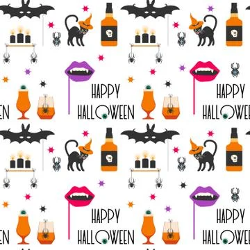 Vector seamless pattern Halloween 2020 Party Illustrazione stock