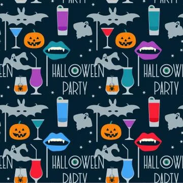 Vector seamless pattern Halloween 2020 Party イラスト素材