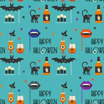 Vector seamless pattern Halloween 2020 Party Illustrazione stock