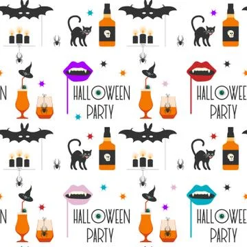 Vector seamless pattern Halloween 2020 Party Illustrazione stock