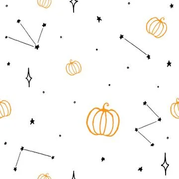 Vector seamless pattern halloween autumn magic Stock Illustration