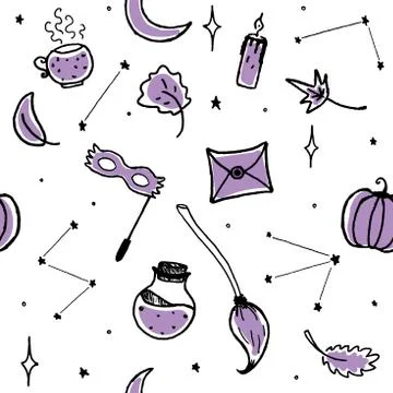 Vector seamless pattern halloween autumn magic Illustrazione stock