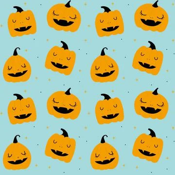 Vector seamless pattern for Halloween cute. Fun Pumpkin, stars on Halloween t Illustrazione stock