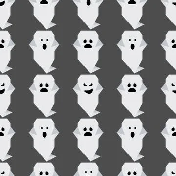 Vector seamless pattern Halloween ghost origami Illustrazione stock