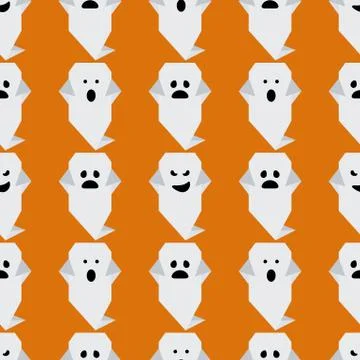 Vector seamless pattern Halloween ghost origami Illustrazione stock