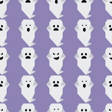 Vector seamless pattern Halloween ghost origami Illustrazione stock