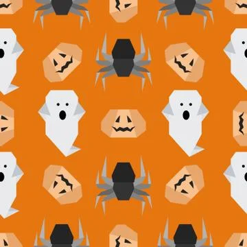 Vector seamless pattern Halloween Party origami Illustrazione stock