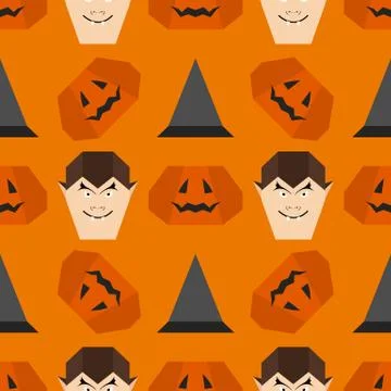 Vector seamless pattern Halloween Party origami Illustrazione stock