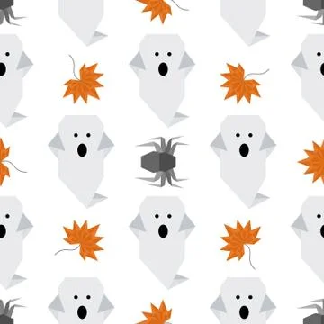 Vector seamless pattern Halloween Party origami Illustrazione stock
