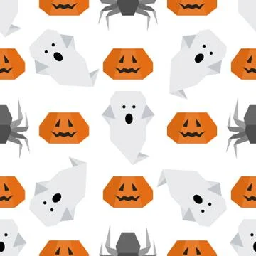 Vector seamless pattern Halloween Party origami Illustrazione stock