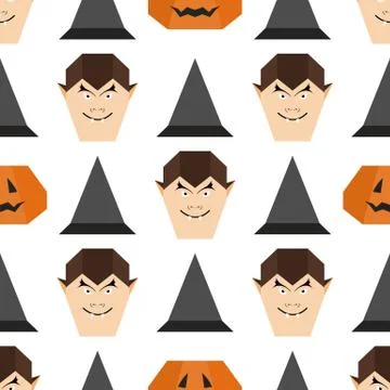 Vector seamless pattern Halloween Party origami Illustrazione stock