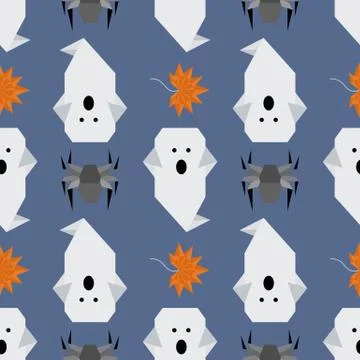 Vector seamless pattern Halloween Party origami Illustrazione stock