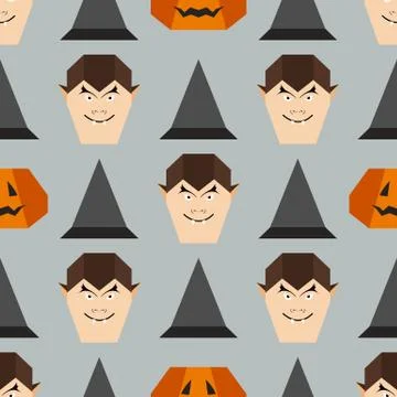 Vector seamless pattern Halloween Party origami 스톡 일러스트