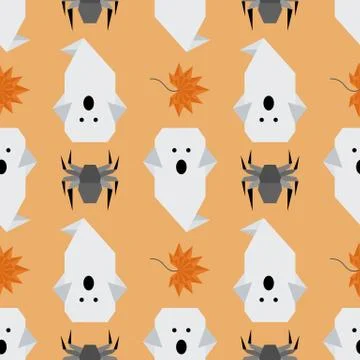 Vector seamless pattern Halloween Party origami イラスト素材