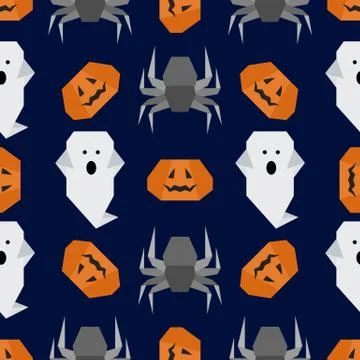 Vector seamless pattern Halloween Party origami Illustrazione stock